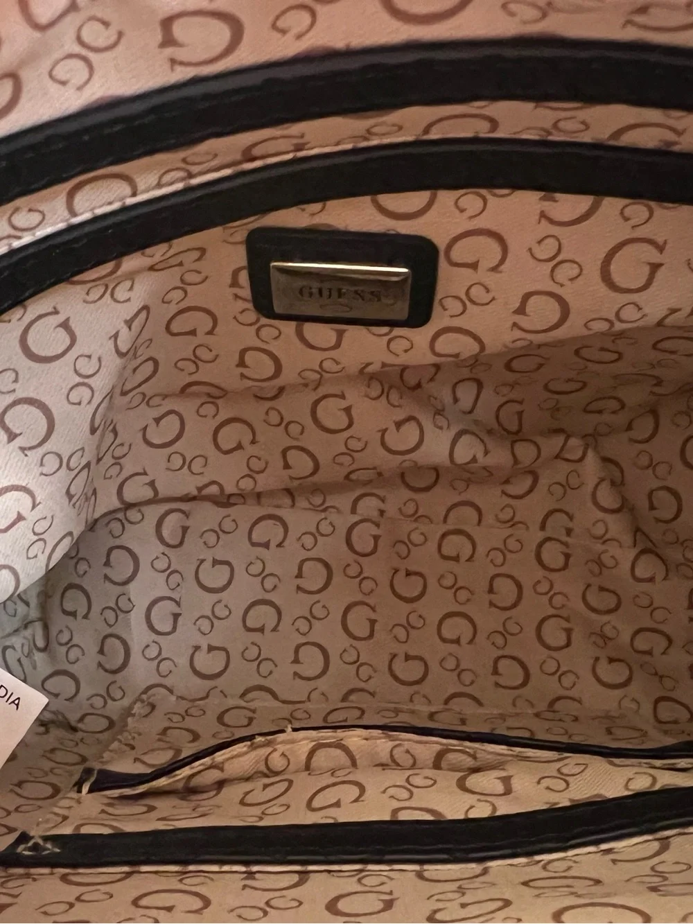 GUESS Black Embossed Logo Mini Satchel Crossbody Bag